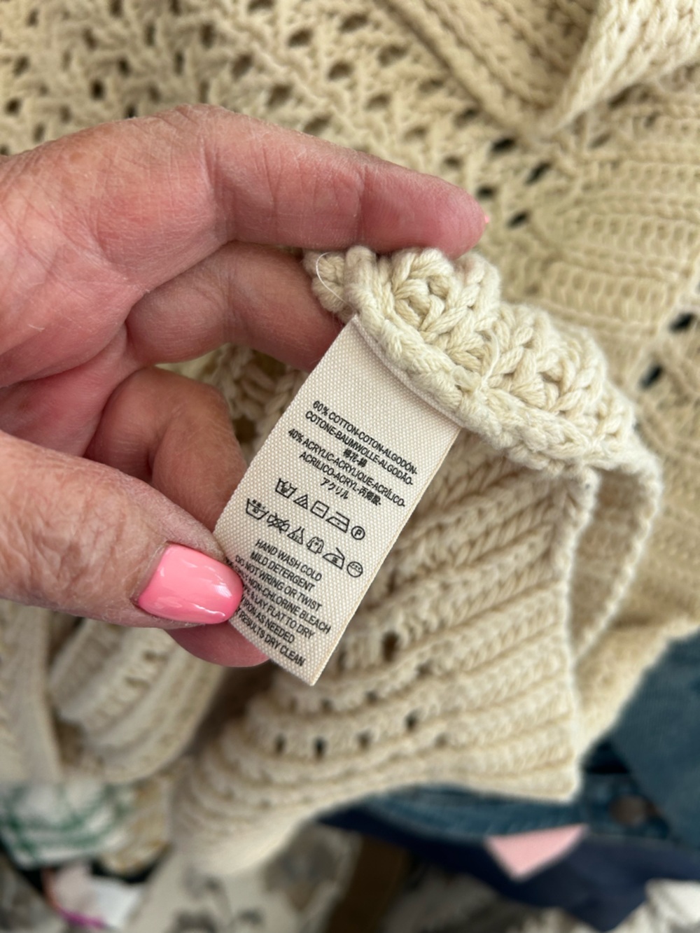 Free People Cream Crochet Sleeveless Turtleneck Sweater - Picture 8 of 8